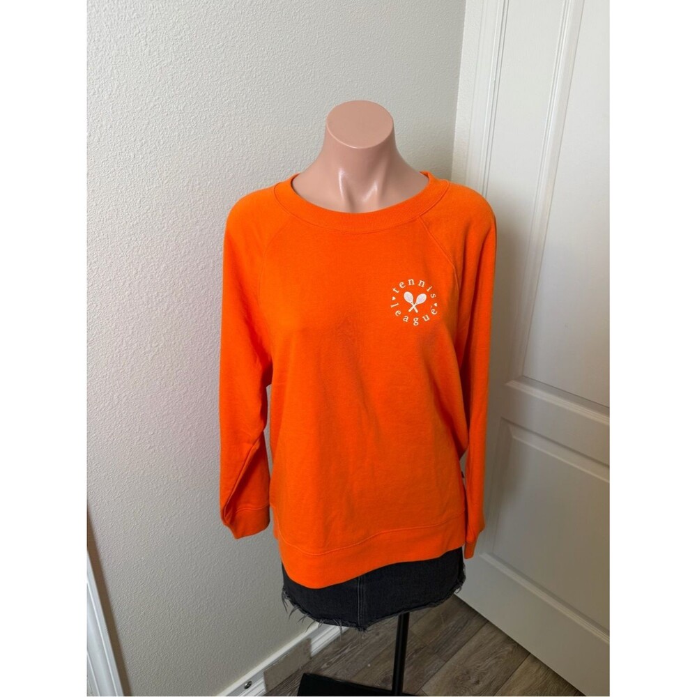NWT Lou & Grey Tennis League Women's Crewneck Sweatshirt Orange Sz S